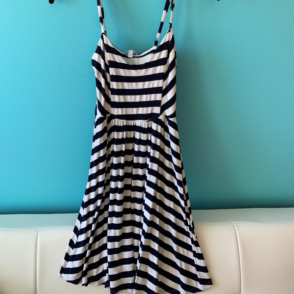 Navy and white stripped dress
